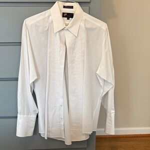 After Six White Pleated-Front Dress Shirt - 16.5; 33